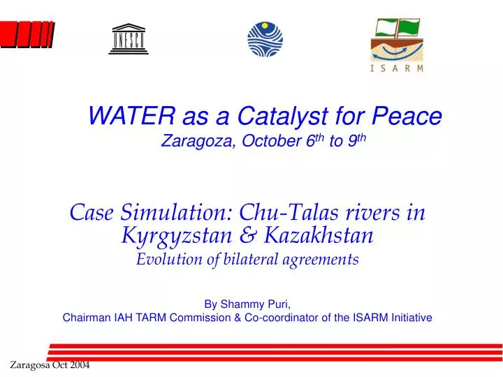 water as a catalyst for peace zaragoza october 6 th to 9 th