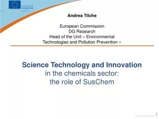 Science Technology and Innovation in the chemicals sector: the role of SusChem