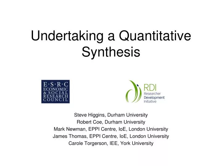 undertaking a quantitative synthesis