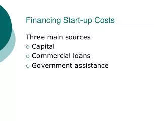 Financing Start-up Costs