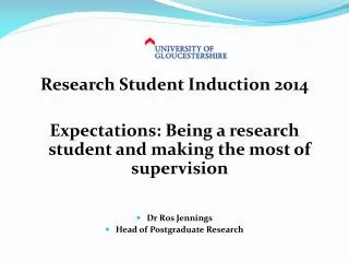 Research Student Induction 2014