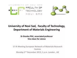 17 th Meeting European Network of Materials Research Centres