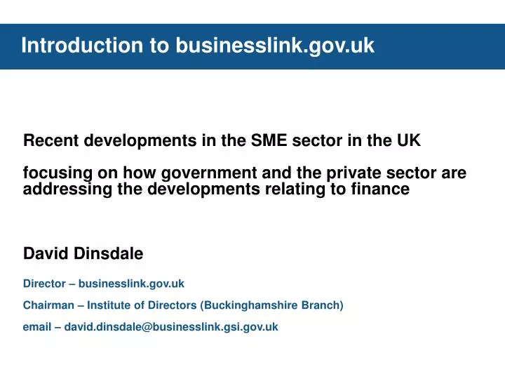 introduction to businesslink gov uk