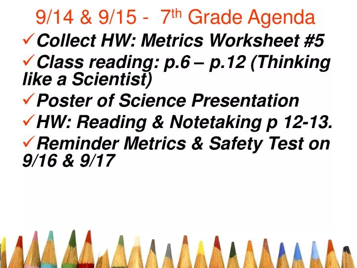 9 14 9 15 7 th grade agenda
