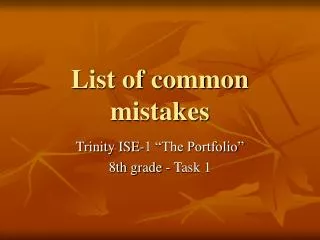 List of common mistakes