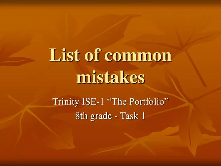 list of common mistakes