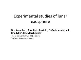 Experimental studies of lunar exosphere