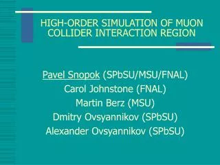 HIGH-ORDER SIMULATION OF MUON COLLIDER INTERACTION REGION