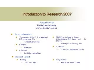 Introduction to Research 2007
