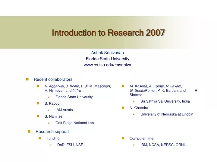 introduction to research 2007