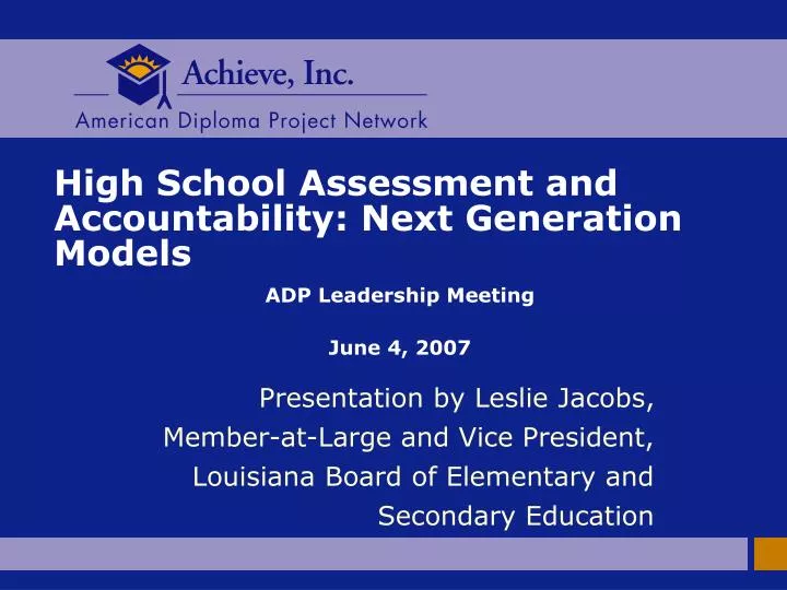high school assessment and accountability next generation models