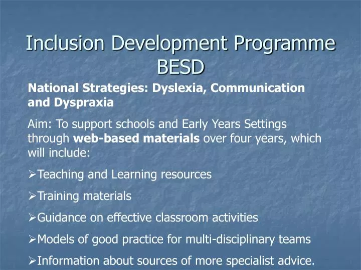 inclusion development programme besd