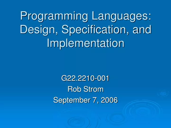 programming languages design specification and implementation