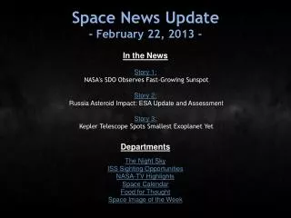 Space News Update - February 22, 2013 -