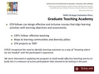 TAMU Strategic Evaluation Plans: Graduate Teaching Academy