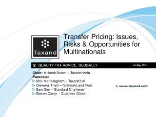 Transfer Pricing: Issues, Risks &amp; Opportunities for Multinationals