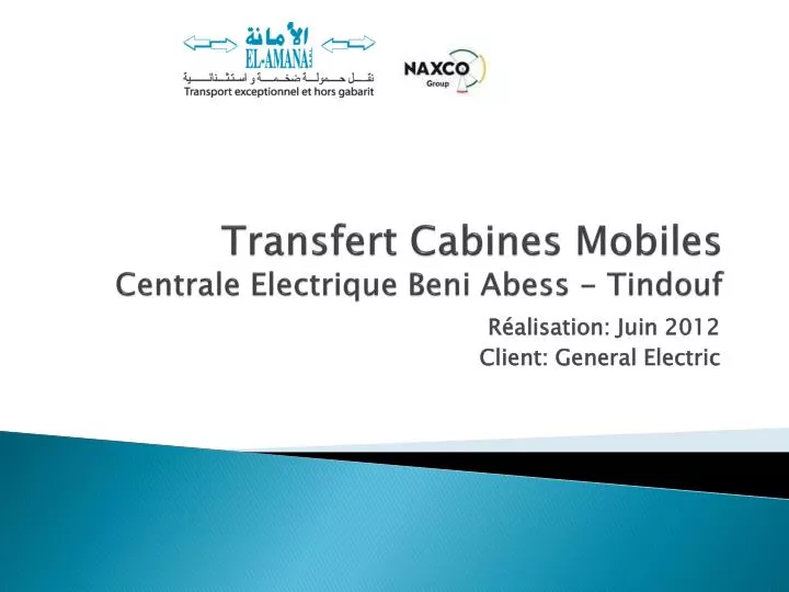 transfert cabines mobiles centrale electrique beni abess tindouf