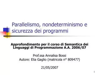 parallelismo nondeterminismo e sicurezza dei programmi