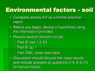 Environmental factors - soil