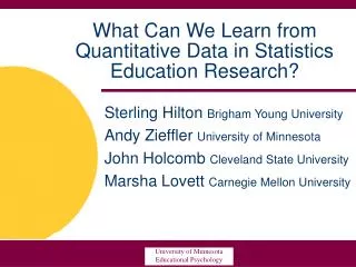 What Can We Learn from Quantitative Data in Statistics Education Research?