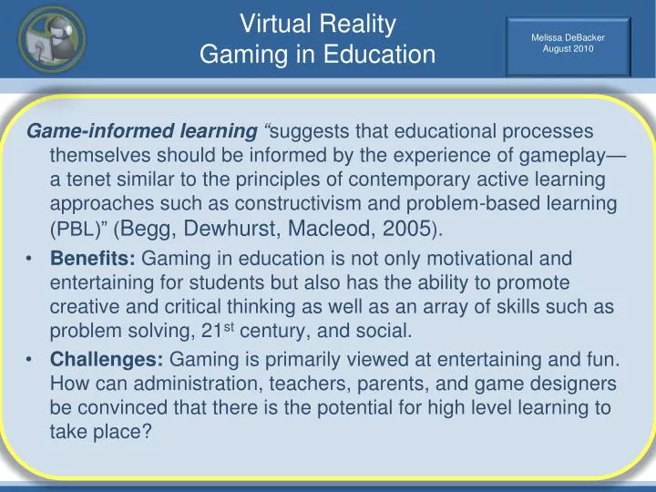 virtual reality gaming in education