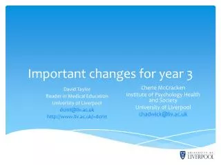 important changes for year 3