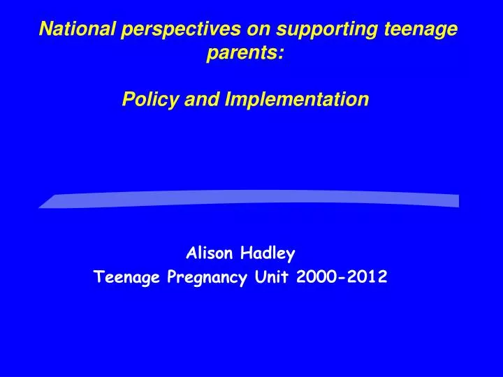 national perspectives on supporting teenage parents policy and implementation