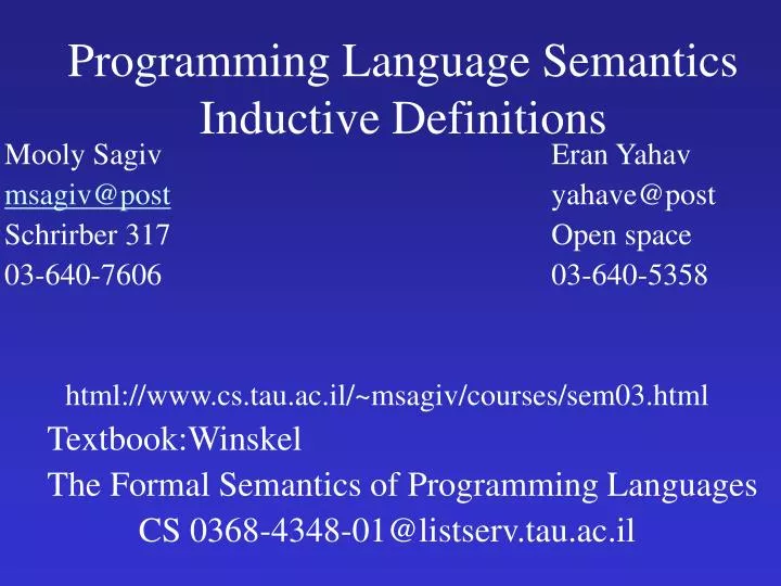programming language semantics inductive definitions