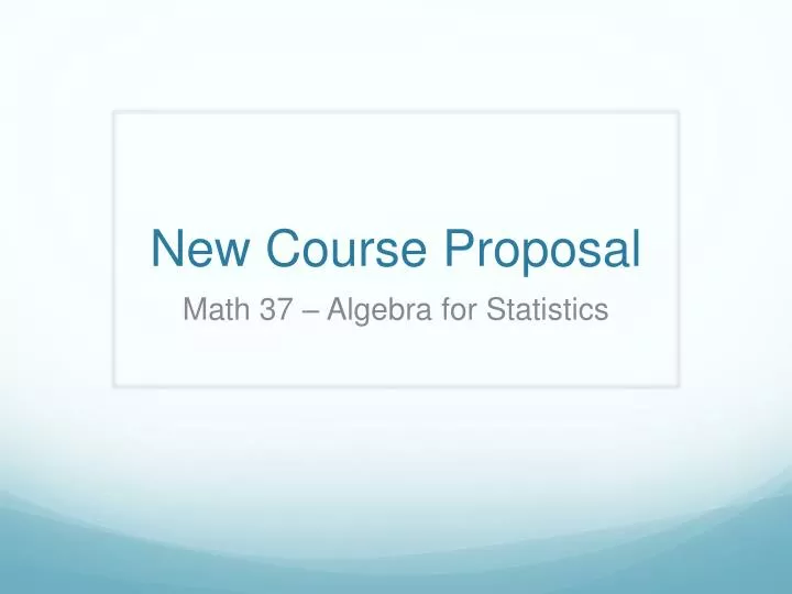 new course proposal