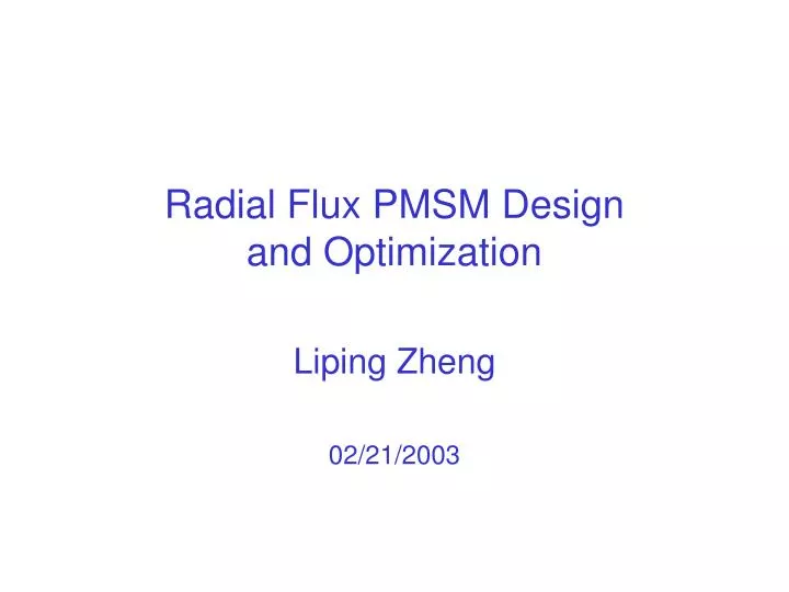 radial flux pmsm design and optimization