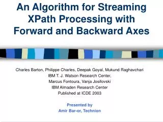 an algorithm for streaming xpath processing with forward and backward axes
