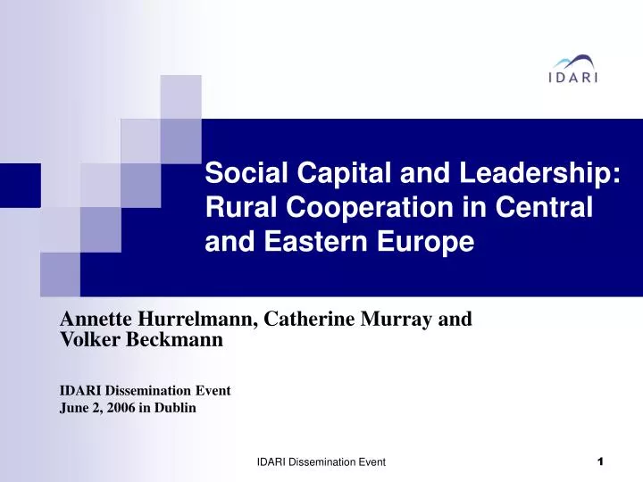 social capital and leadership rural cooperation in central and eastern europe