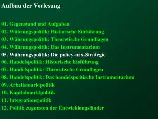 aufbau der vorlesung