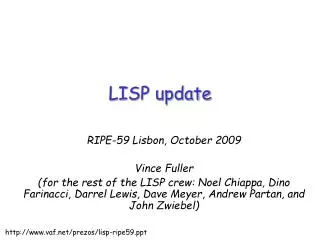 LISP update