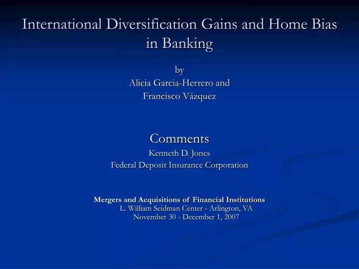 international diversification gains and home bias in banking
