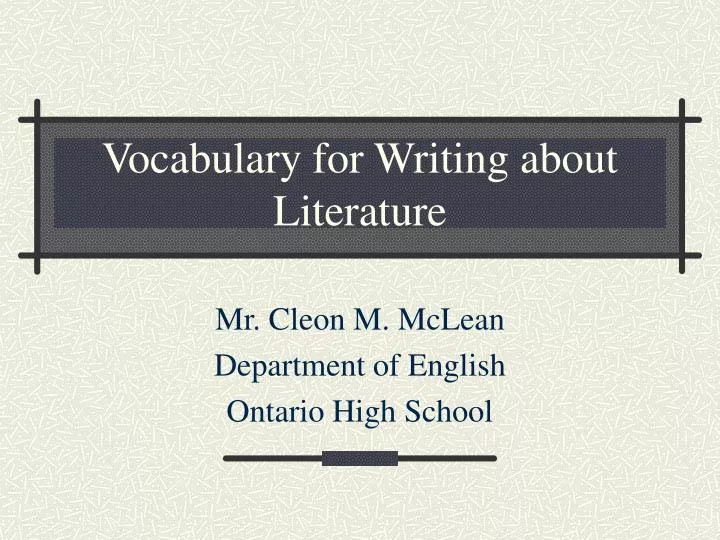 vocabulary for writing about literature