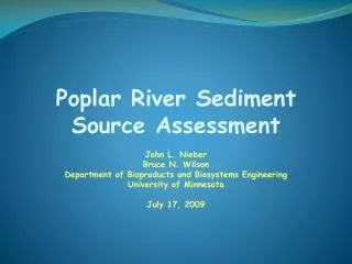 Poplar River Sediment Source Assessment