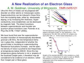 A New Realization of an Electron Glass A. M. Goldman, University of Minnesota, DMR-0455121