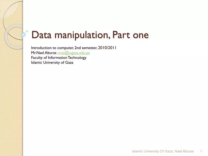 data manipulation part one
