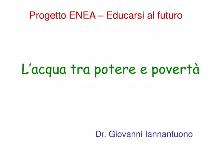 l acqua tra potere e povert