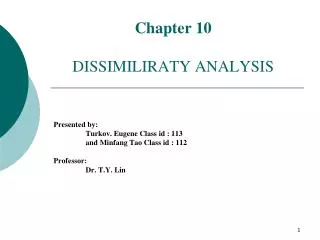 Chapter 10 DISSIMILIRATY ANALYSIS