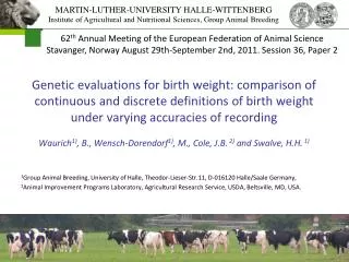 62 th Annual Meeting of the European Federation of Animal Science