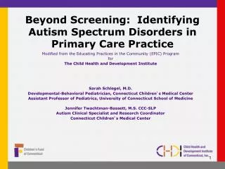 Beyond Screening: Identifying Autism Spectrum Disorders in Primary Care Practice