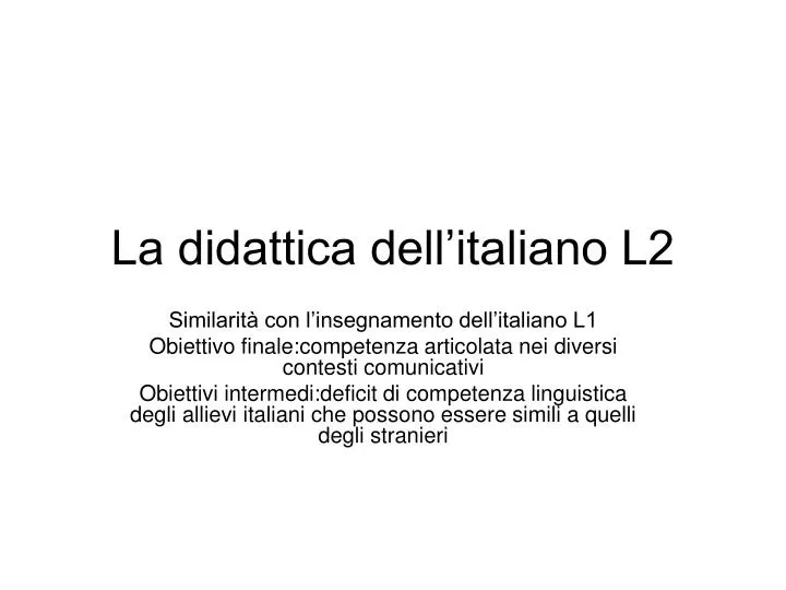 la didattica dell italiano l2