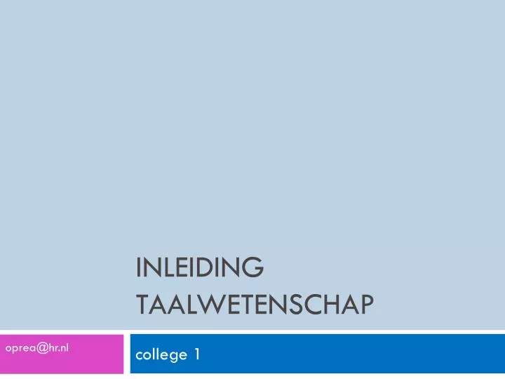 inleiding taalwetenschap