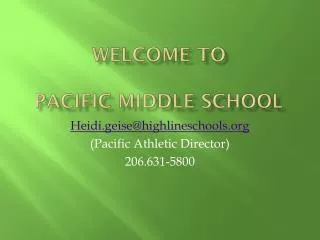 Welcome to Pacific Middle School