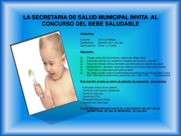 la secretaria de salud municipal invita al concurso del bebe saludable