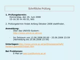 schriftliche pr fung