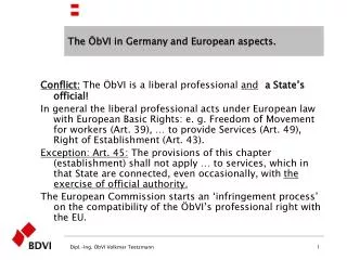 The ÖbVI in Germany and European aspects.
