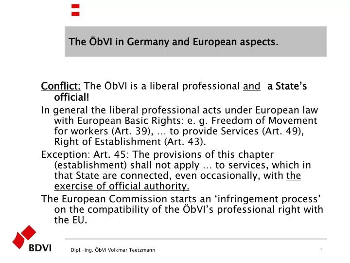 the bvi in germany and european aspects